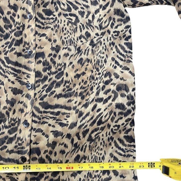 JM Collection JENNIFER MOORE Leopard Print Blouse Size 10 Multicolor Semi-Sheer - Picture 12 of 15